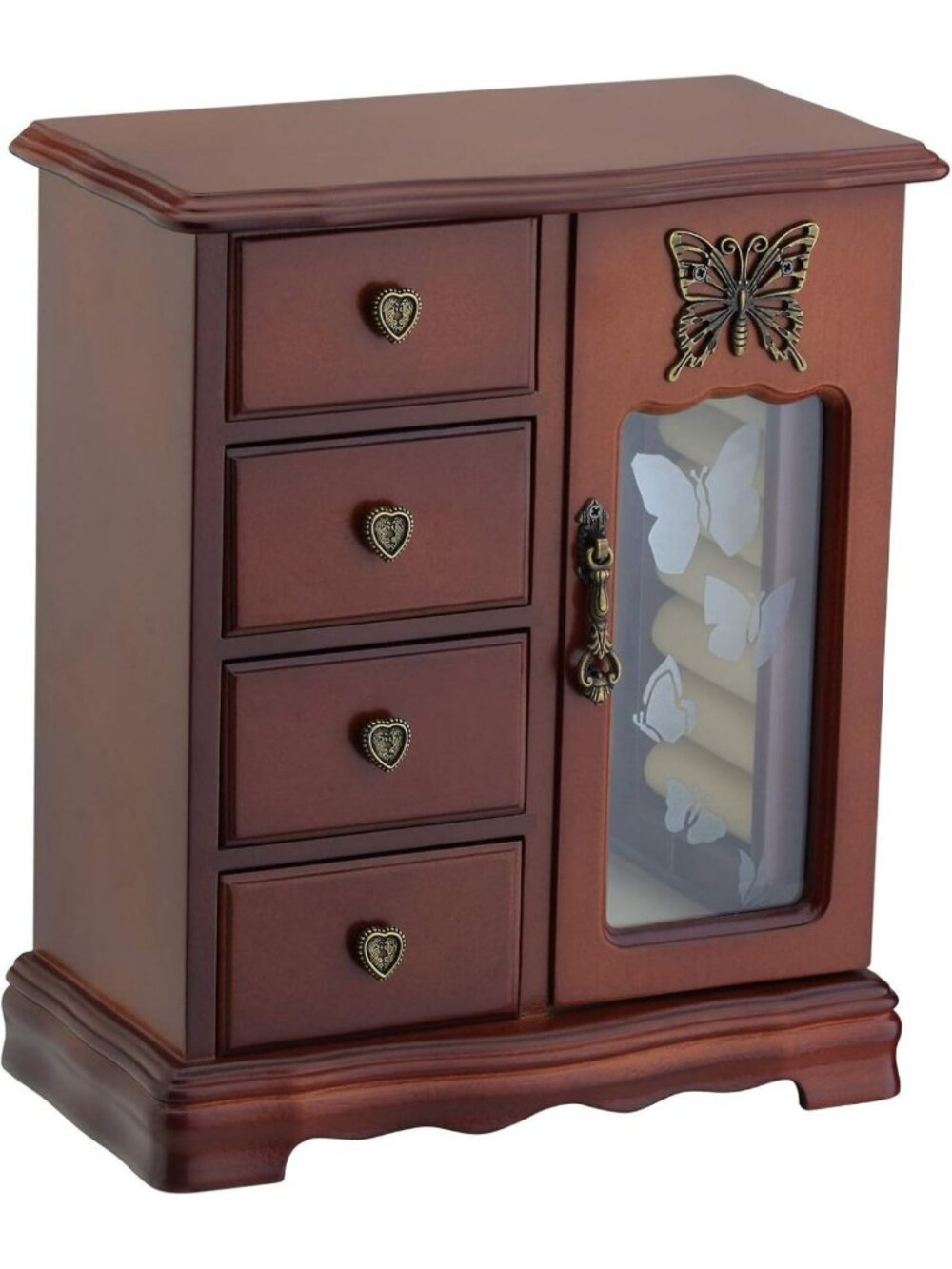 Elegant Solid Wood Jewelry Box for Women - Stylish Brown Storage Organizer